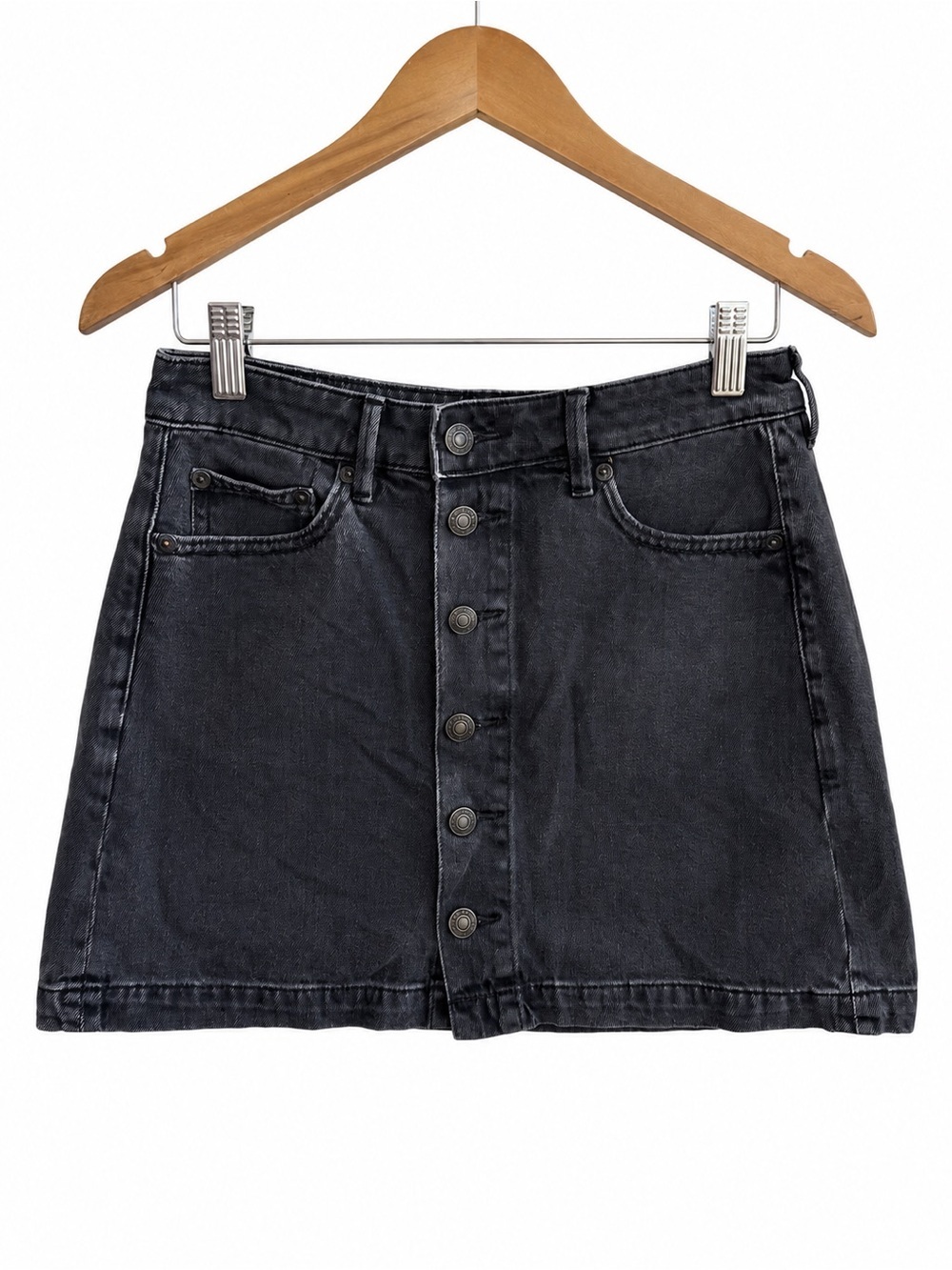 American Eagle Size 4 Black Button-Front Mini Skirt Dark Academia Grunge Y2K